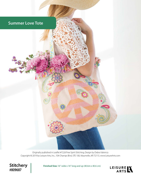 Leisure Arts Free Spirit Stitching Summer Love Tote Bag ePattern