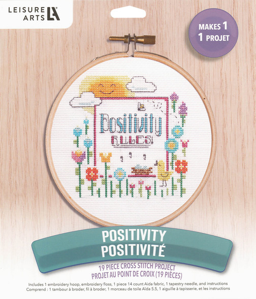 Leisure Arts Kit Cross Stitch 7" Positivity