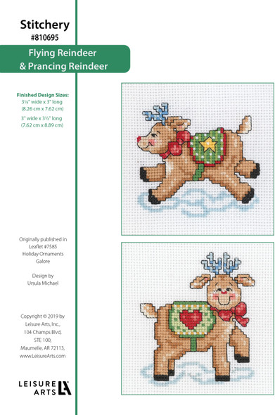 Leisure Arts Holiday Ornaments Galore Flying Reindeer & Prancing Reindeer Cross Stitch ePattern