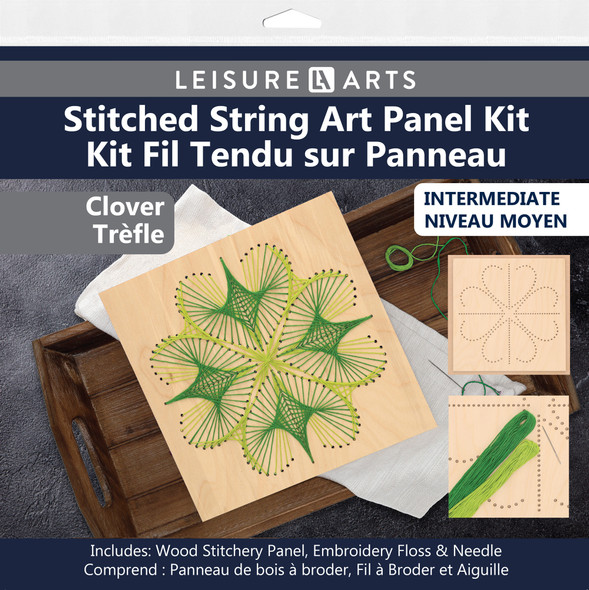 Leisure Arts Kit Wood Stitchery String Art 9.75"x 9.75" Clover