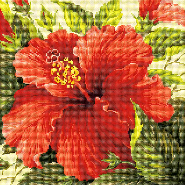 Riolis Diamond Mosaic Kit 15.75"x 15.75" Hibiscus