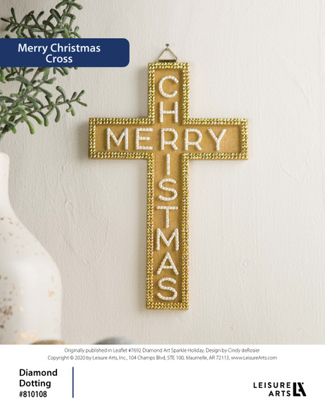 Diamond Art By Leisure Arts Sparkle Holiday Merry Christmas Cross ePattern