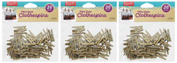 Essentials By Leisure Arts Clothespins 1" Mini Gold 108pc