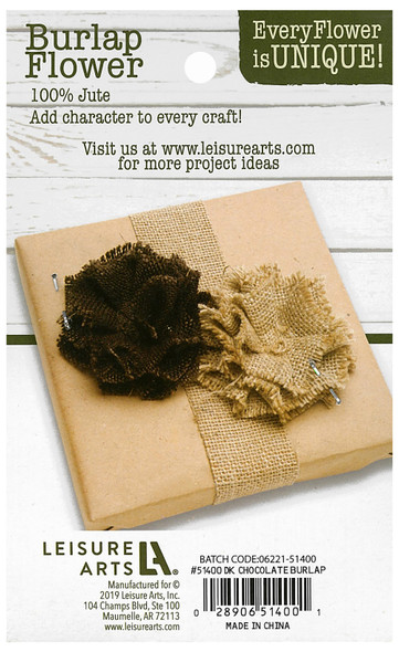 Essentials By Leisure Arts Bundle Burlap Flower 4" Dark Chocolate 6pc