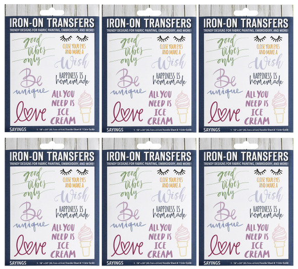 Essentials By Leisure Arts Bundle Iron-On Transfer Sayings 6pc