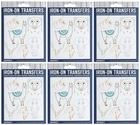 Essentials By Leisure Arts Bundle Iron-On Transfer Animals 6 Sets