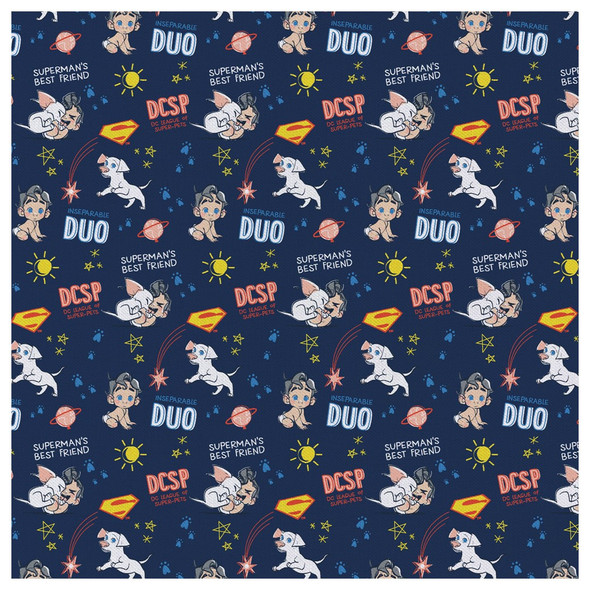 Camelot Cotton Fabrics DC Comics Precut 2yd Super Pets Early Days