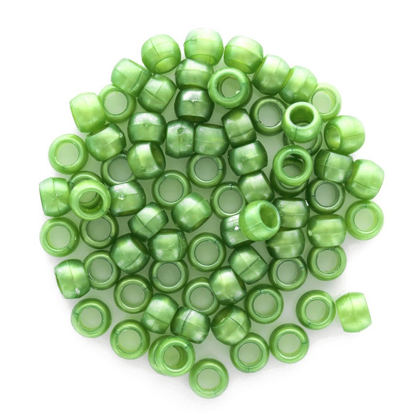 Essentials By Leisure Arts Pony Beads 6mm x 9mm Pearl Green 750pc