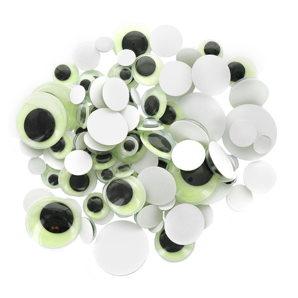Essentials By Leisure Arts Paste On Eyes Moveable Assorted Glow in Dark 100pc