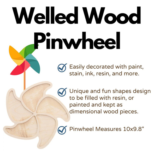 Leisure Arts Welled Wood Surface Pinwheel 10 inch x 9.8 inch