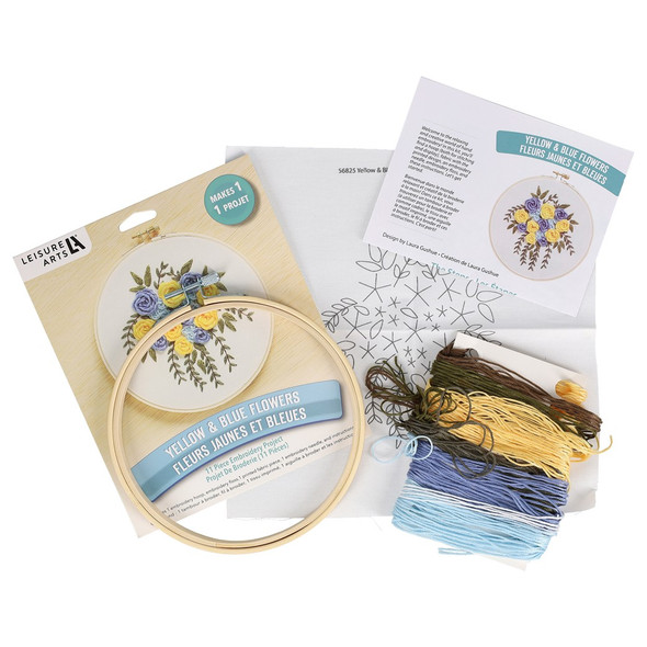 Leisure Arts Embroidery Kit Floral 3pc Set