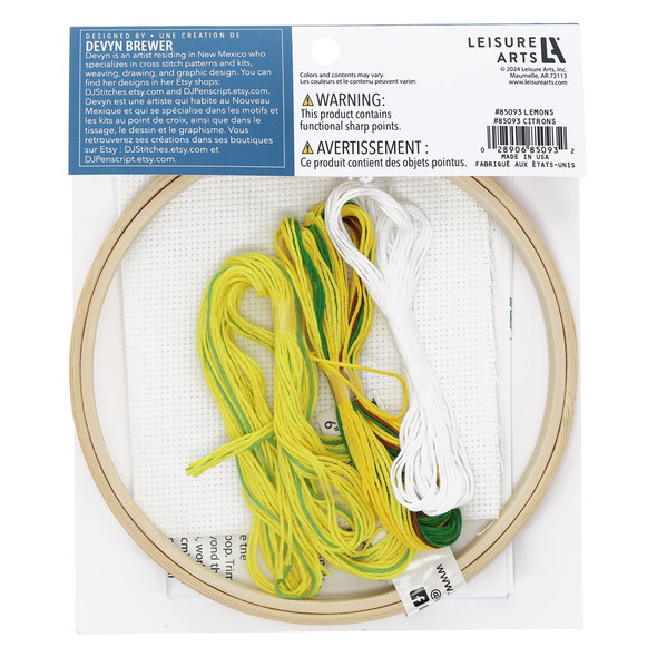 Leisure Arts Cross Stitch Kit 6 inch Lemons