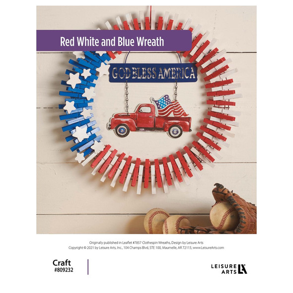 Leisure Arts Clothespin Wreaths Red White And Blue ePattern