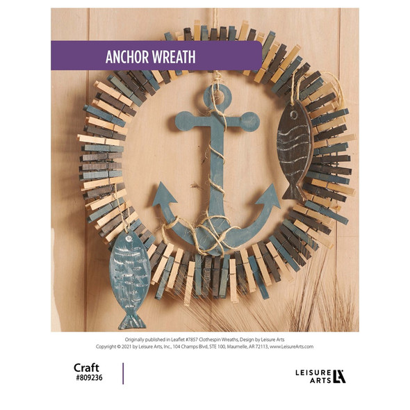 Leisure Arts Clothespin Wreaths Anchor ePattern
