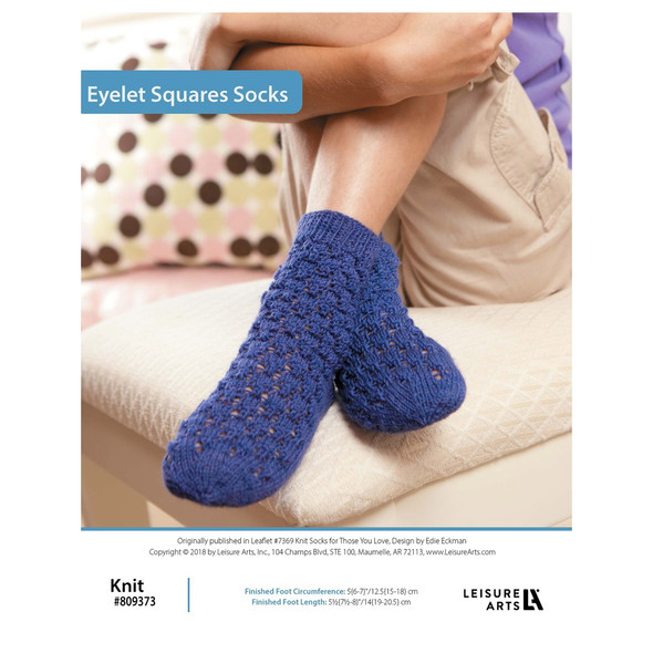 Leisure Arts Knit Socks For Those You Love Eyelet Squares Socks ePattern