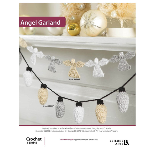 Leisure Arts Retro Christmas Ornaments Angel Garland Crochet ePattern