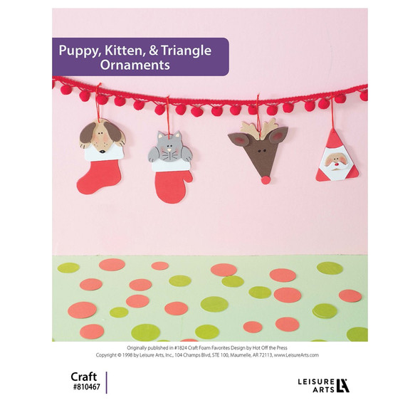 Craft Foam Favorites Puppy Kitten Triangle Ornamnts ePattern
