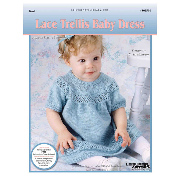 Leisure Arts Knit Baby Dresses Lace Trellis ePattern