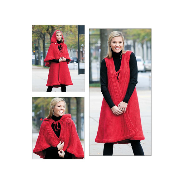 Leisure Arts Short Row Tunisian Fashion Hooded Riding Cape Crochet ePattern