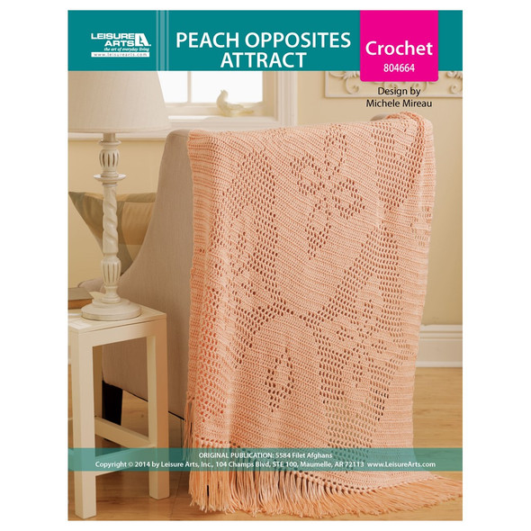 Leisure Arts Filet Afghans Peach Opposites Attract Crochet ePattern