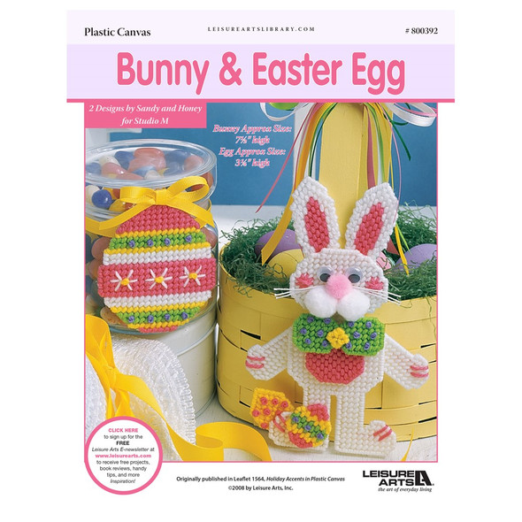 Leisure Arts Holiday Accents In Plastic Canvas Bunny Easter Egg ePattern