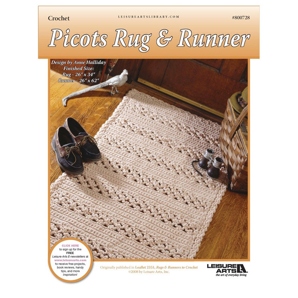 Leisure Arts Picots Rug Runner Crochet ePattern