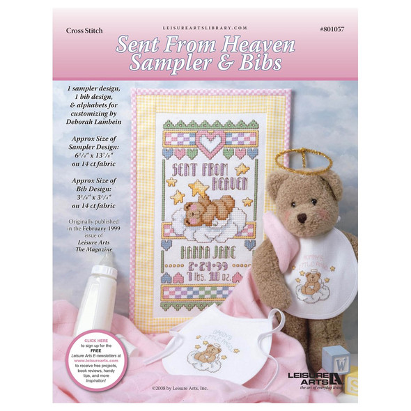 Leisure Arts Sent From Heaven Wall Hanging Bibs Cross Stitch ePattern