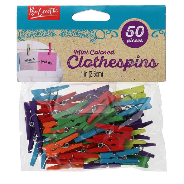 Leisure Arts Wood Clothespins 1 inch Mini Assorted 50pc