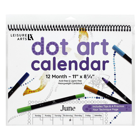 Leisure Arts Dot Art Calendar 8.5 inch x 11 inch