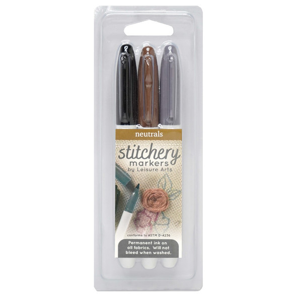 Leisure Arts Stitchery Markers Fabric Set Neutral 3pc