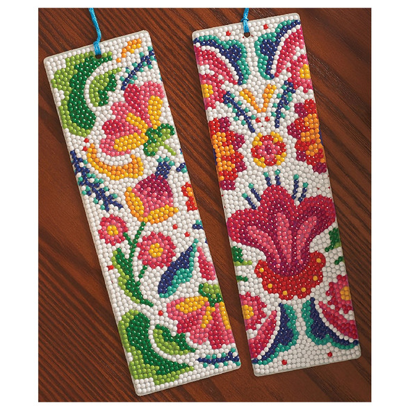 Diamond Art Kit Acrylic Sparkle Bookmark Folk Flowers