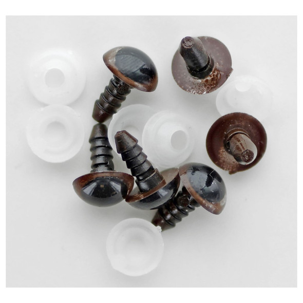 Essentials By Leisure Arts Craft Eyes With Washers Animal 12mm Brown 6pc