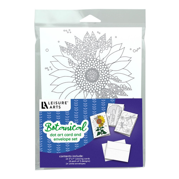 Leisure Arts Dot Art Coloring Card Envelope 5 inch x 7 inch Botanical 24pc Leisure Arts Dot Art Coloring Card Envelope 5 inch x 7 inch Botanical 24pc