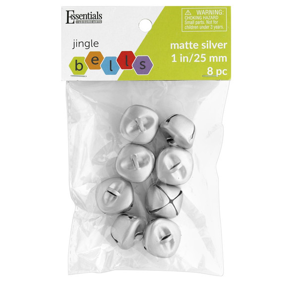 Essentials By Leisure Arts Bell Jingle 25mm Matte Silver 8pc