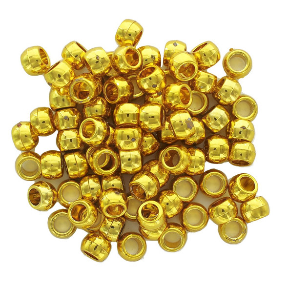 Essentials By Leisure Arts Pony Beads 6mm x 9mm Metallic Gold 500pc
