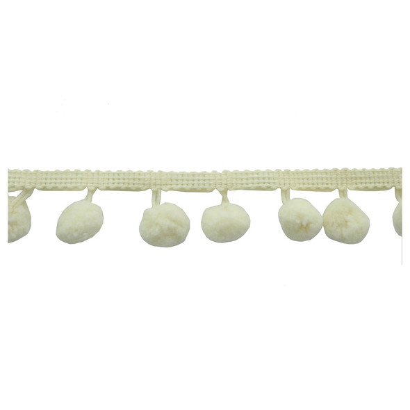 Essentials By Leisure Arts Trim Pom Pom ½ inch Fringe 1 inch Ivory 2yd