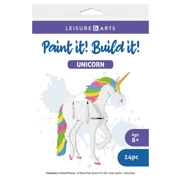 Leisure Arts Kit Wood Build It Unicorn 14pc