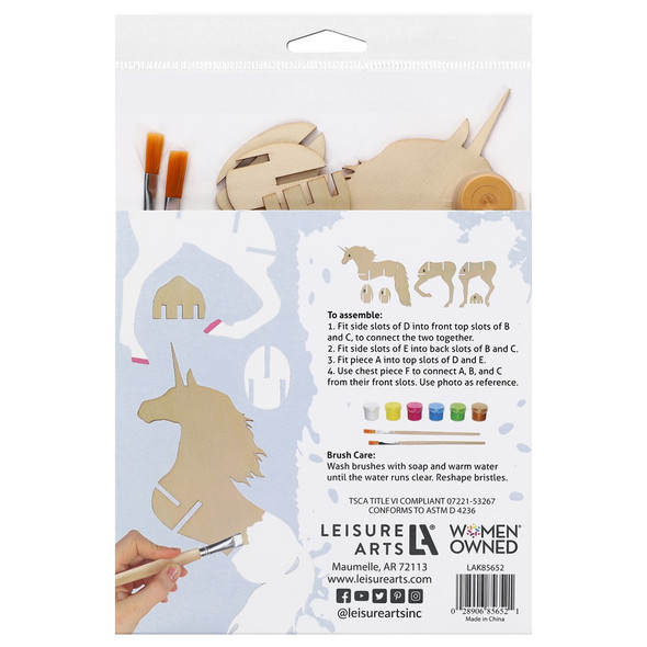 Leisure Arts Kit Wood Build It Unicorn 14pc