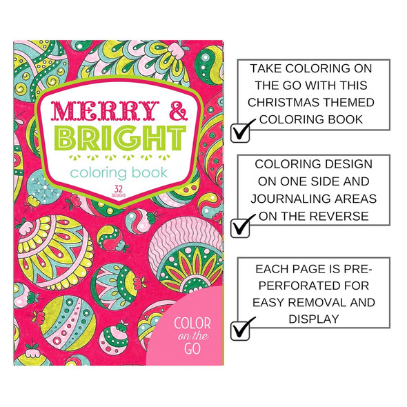 Leisure Arts Color And Go Merry Bright Coloring Book