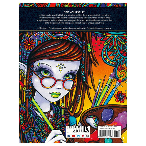 Leisure Arts Coloring Books Myka Jelina Be Yourself 32 Designs