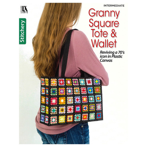 Leisure Arts Granny Square Tote Wallet Plastic Canvas Stitchery Book