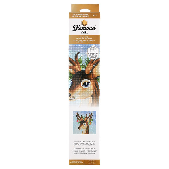 Diamond Art Kit Intermediate Full Drill 12 inch x 12 inch Holiday Deer