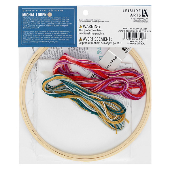 Leisure Arts Embroidery Kit 6 inch Swirling Leaves