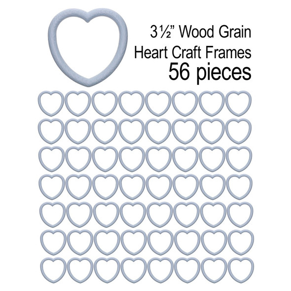 EBL Craft Frames 3.5 inch Heart WoodGrain Light Blue 56pc
