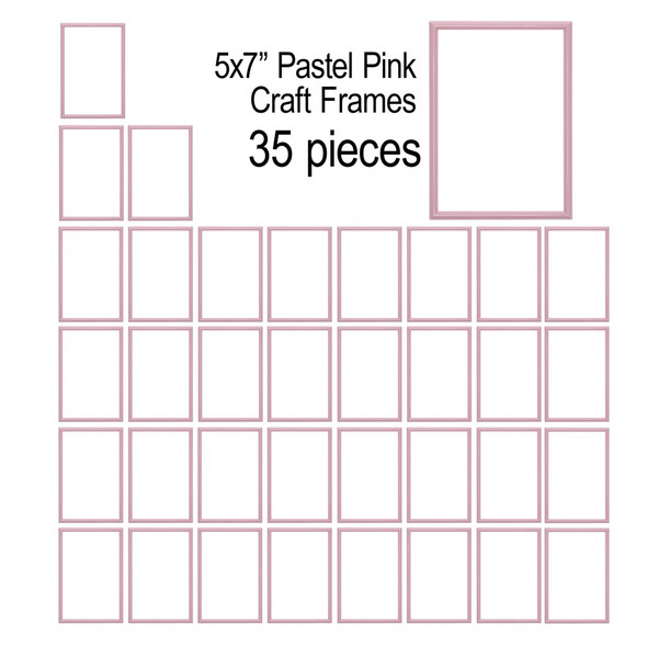 EBL Craft Frames 5 inch x7 inch Pastel Pink 35pc