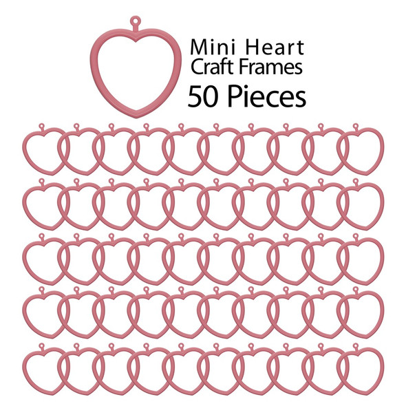 EBL Craft Frames Mini Heart 1.625 inch Pink 50pc