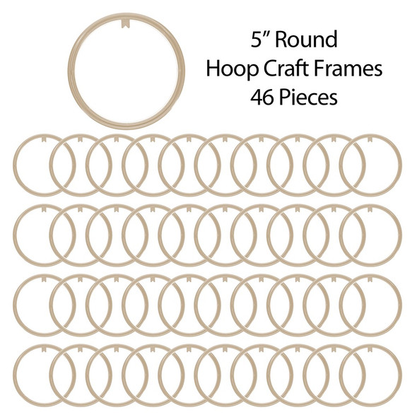 EBL Craft Framing Hoop Round 5 inch Ecru 46pc