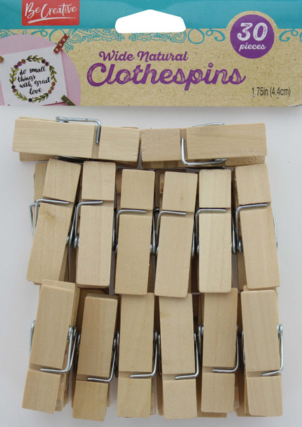 Leisure Arts Clothespins Wood 1.5" Wide Natural 30pc