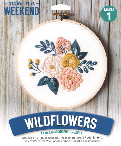 Leisure Arts Kit Make In A Weekend Embroidery 6" Wildflowers