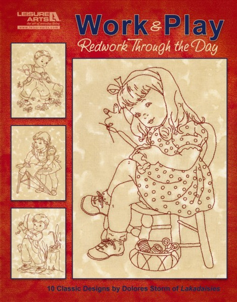 Leisure Arts Work & Play Redwork Through the Day Embroidery Book